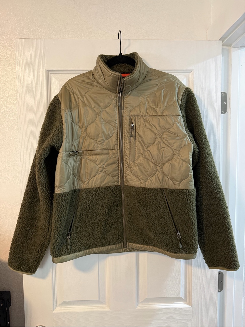 Eddie Bauer Olive Green Quilted & Fleece Hybrid Jacket